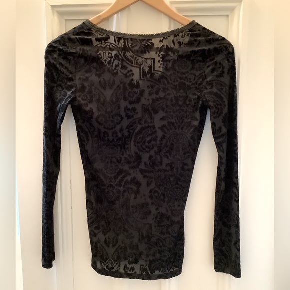 NWOT Ralph Lauren Denim And Supply Black Velvet Textured Long Sleeve Top XXS - Picture 2 of 5